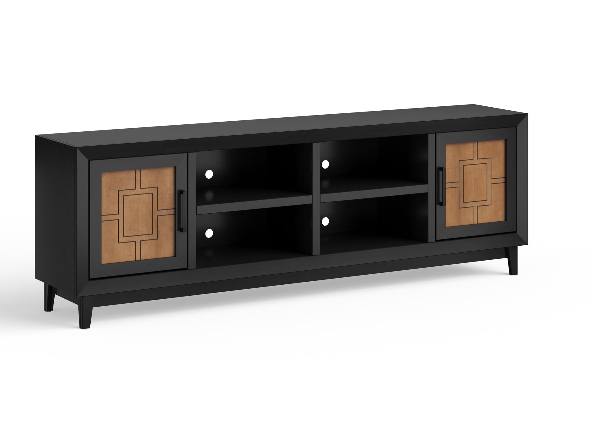 Ventura 86 Inch Tv Stand For Tvs Up To 95 Inches, No Assembly Required, Black And Bourbon Finish Black 90 Inches Or Larger Wood Wood