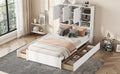 Full Size Platform Bed With Storage Headboard And 4 Drawers, White Box Spring Not Required Full White Wood Bedroom Bed Frame Solid Wood Mdf
