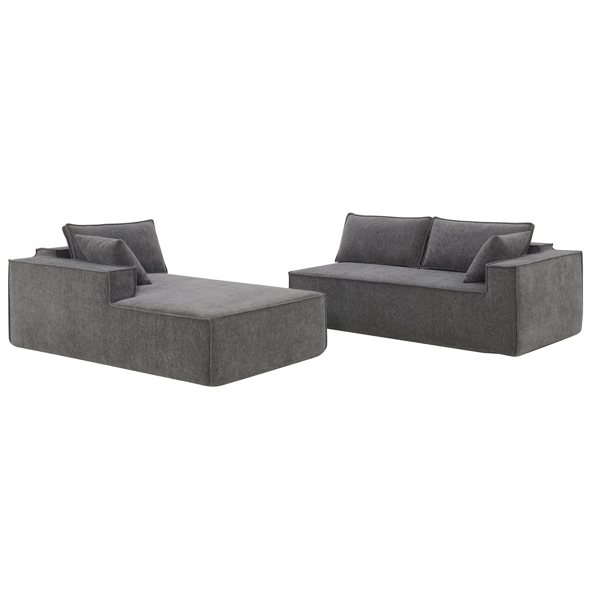 111.5*72"Minimalist Style Modular Sectional Sofa,Wrinkle Resistant Chenille Couch Set,L Shaped Sleeper Sofa Bed For Living Room,2 Pic Free Combination,No Assembly Require,3 Colors Gray Chenille 4 Seat