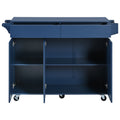 K&K 53.2'' Kitchen Island With Drop Leaf, Kitchen Storage Cart With Spice Rack, Towel Rack And 2 Drawers, Rolling Kitchen Island On Wheels With Adjustable Shelves For Kitchen, Dining Room, Navy Blue Navy Blue Brown Kitchen