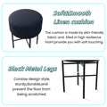 2 Pcs Round Cushioned Vanity Stool, Linen Upholstered Vanity Stool For Makeup Room, Modern Soft Stool For Bar And Dining, Ottoman Footrest Stool With Metal Legs For Living Room, Bedroom Black Black Vanity Stools Bedroom Round Minimalist,Modern Stackable