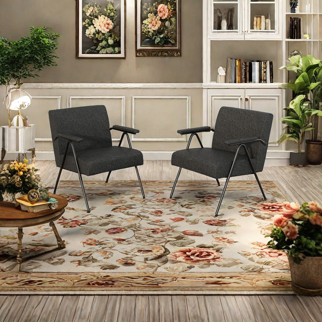 Fx P91 Bk Sofa Chair Modern Black Accent Chair With Metal Frame Stylish Upholstered Single Sofa, Perfect For Living Room, Bedroom, And Office Decor Temu Suitable Black Linen