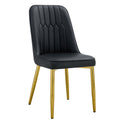 4 Modern Dining Chairs, Sleek Pu Leather Backrest, And Gold Metal Legs Bring A Comfortable Home Experience To The Kitchen, Bedroom, And Office. Black Pu