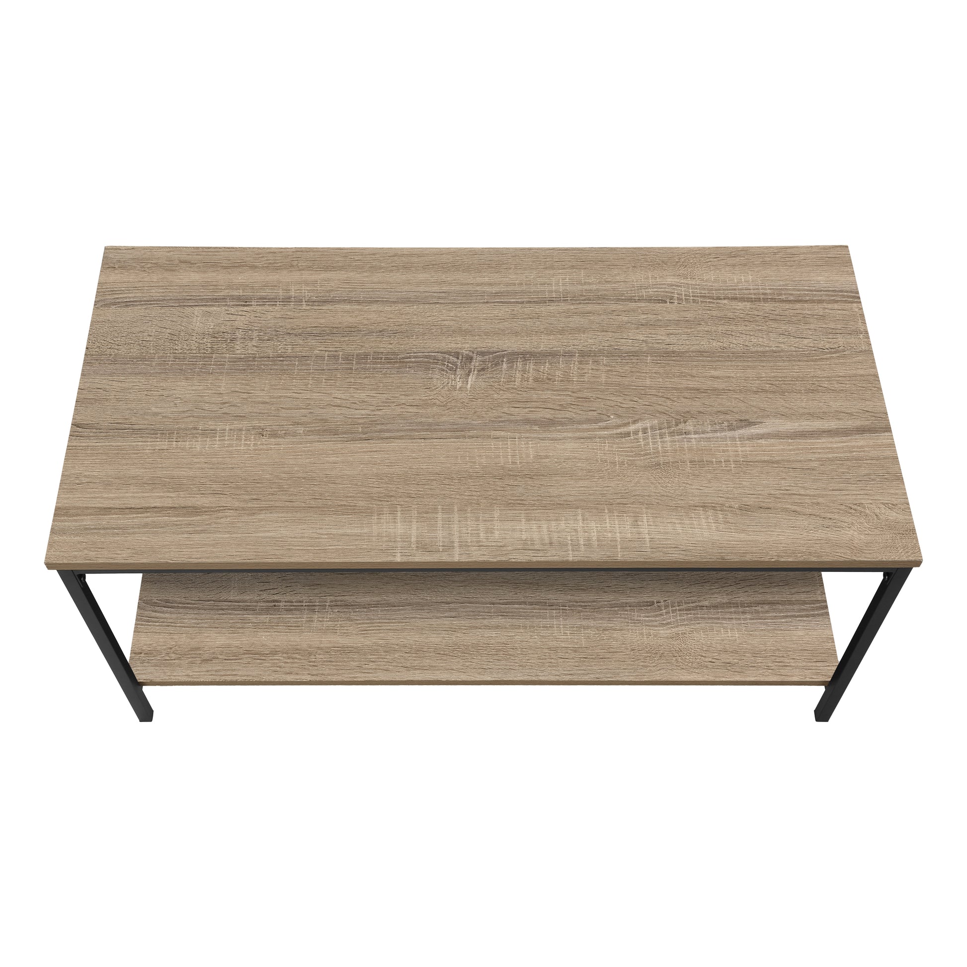 Coffee Table, Accent, Cocktail, Rectangular, Living Room, 40"L, Brown Laminate, Black Metal, Contemporary, Modern Taupe Mdf