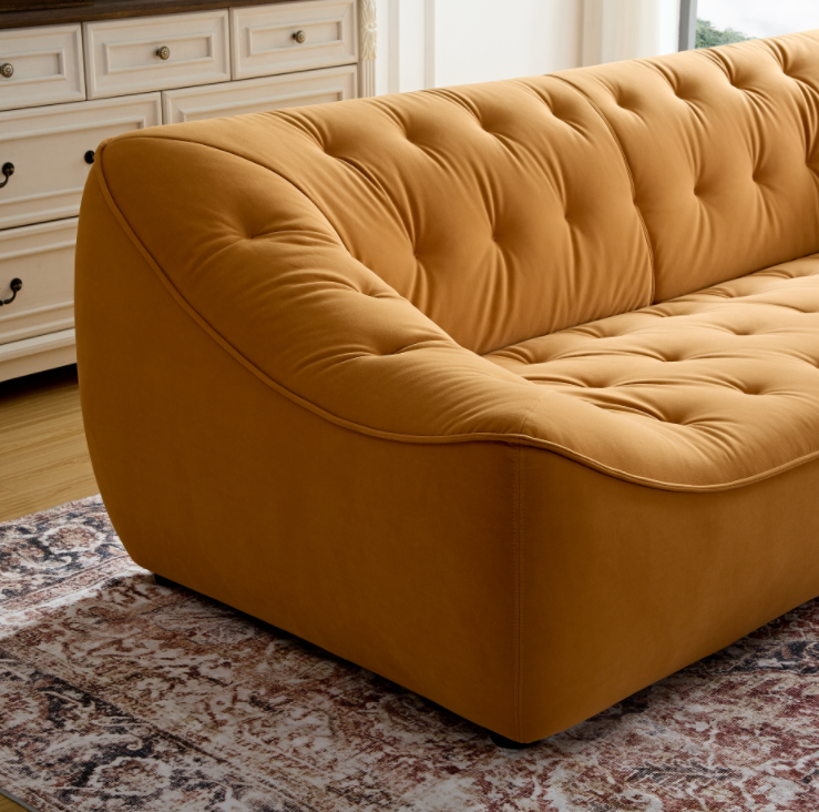 Wks10O Orangeset Sofa, Durable Fabric, Solid Wood Frame Orange Fabric 2 Seat