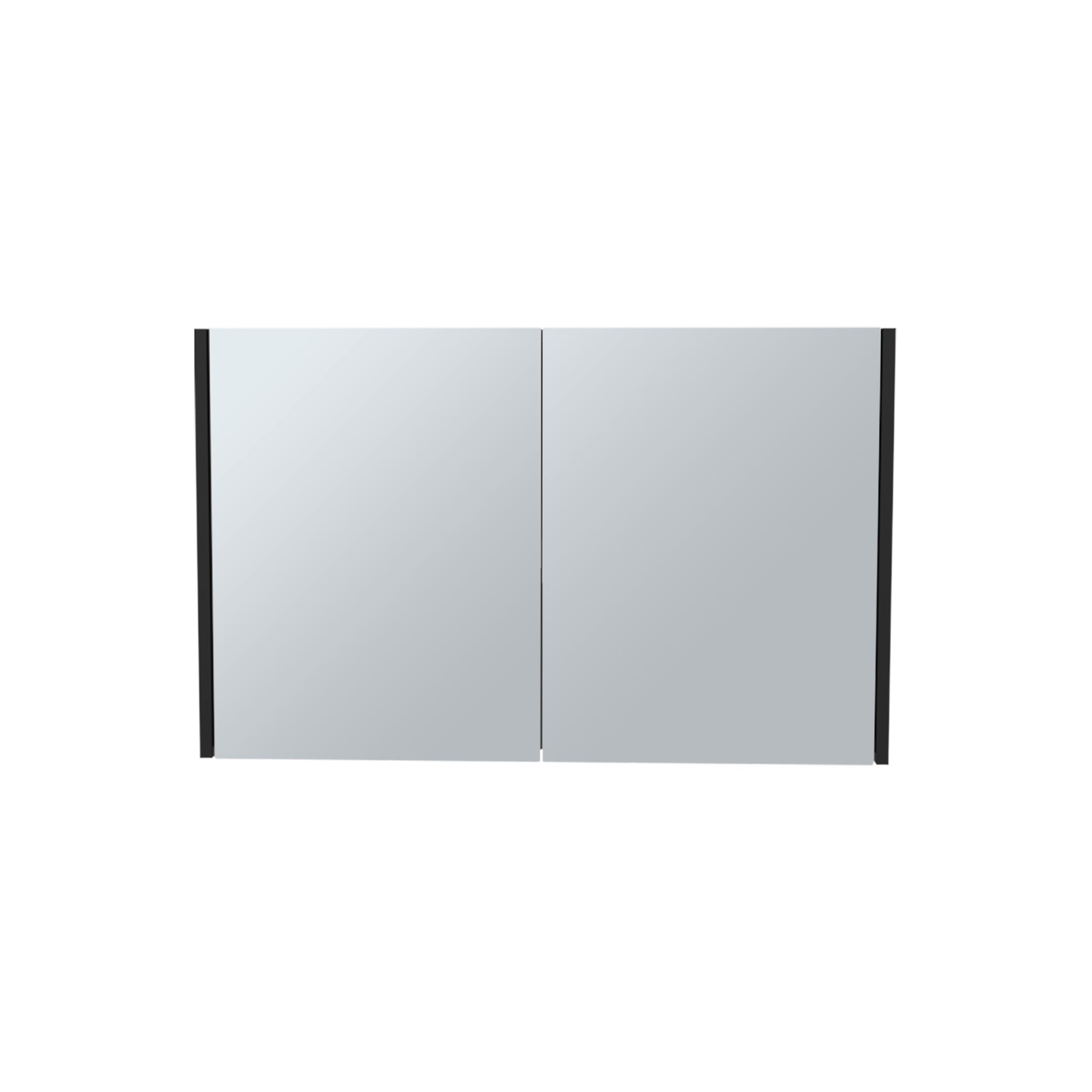 Bouti 19.7" H X 31.5" W Double Door Mirror Medicine Cabinet, Three Interior Shelves For Bathroom, Kitchen Black Black Particle Board