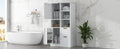 Bathroom Storage Cabinet With Doors And Drawers, Multiple Storage Space, Freestanding Style, Open Shelve, Adjustable Shelf, White White Mdf