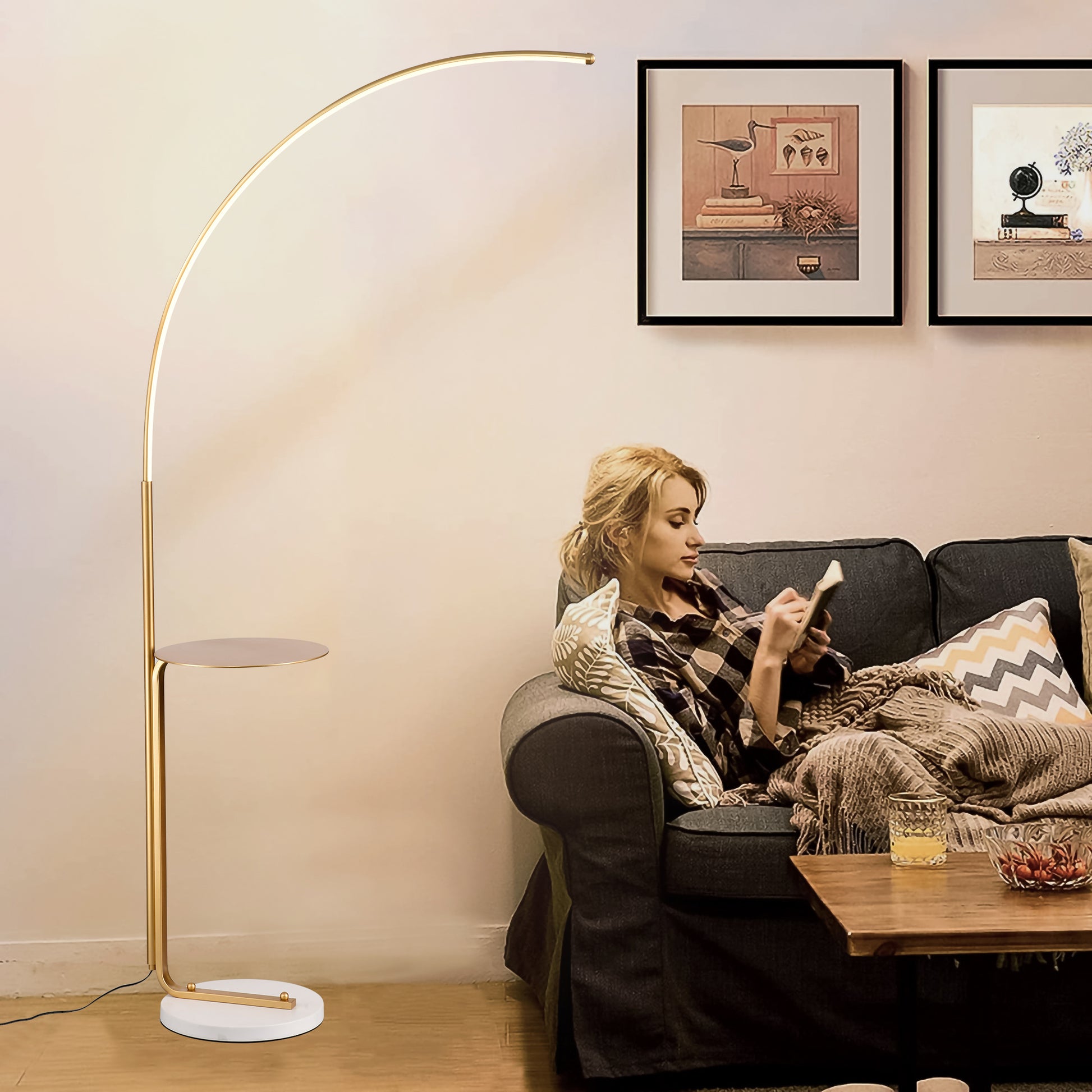 12W Led Floor Lamp, Standing Lamp Tall Industrial Floor Lamp Reading For Bedroom, Office ,Gold Color Gold American Design,Contemporary,Modern,Victorian Metal