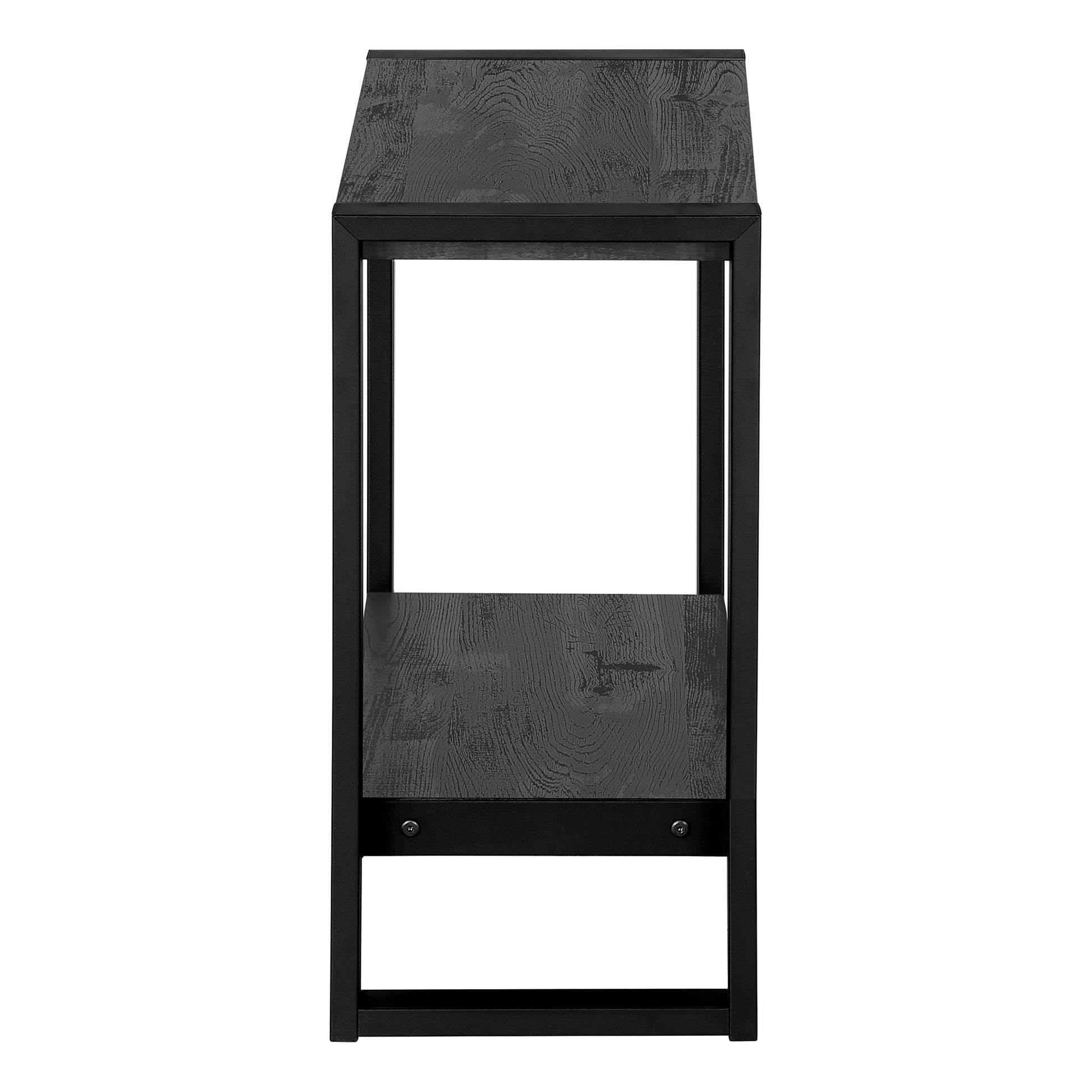 Accent Table, Side, End, Nightstand, Lamp, Living Room, Bedroom, Black Laminate, Black Metal, Industrial Black Mdf