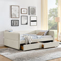 Daybed With Trundle Upholstered Tufted Sofa Bed, With Two Drawers, Queen Size, Boucle Fabric, Beige 88