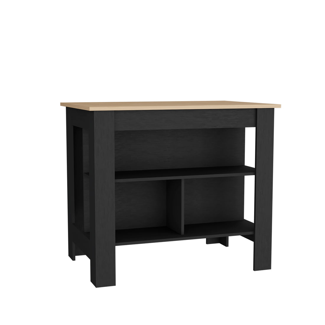 Cortes Kitchen Island 2 Tier Shelf 40" Width And Large Work Top Multi Kitchen Modern Rectangular Stationary Kitchen Islands Particle Board Medium 40 55In