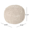 Knited Pouf Beige Cotton