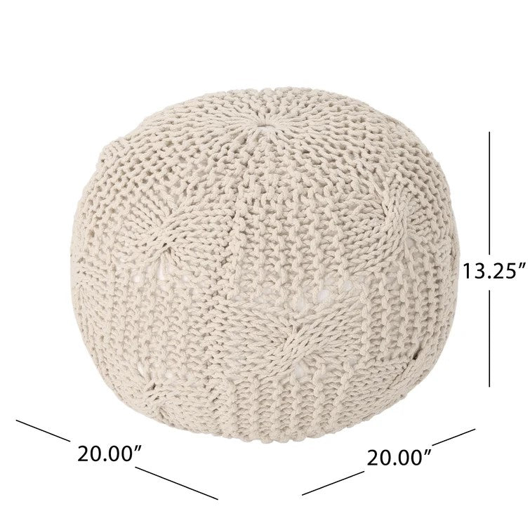 Knited Pouf Beige Cotton