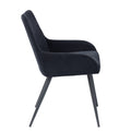 Zudora Side Chair Set 2 , Black Linen & Black Finish Dn01949 Black Plywood