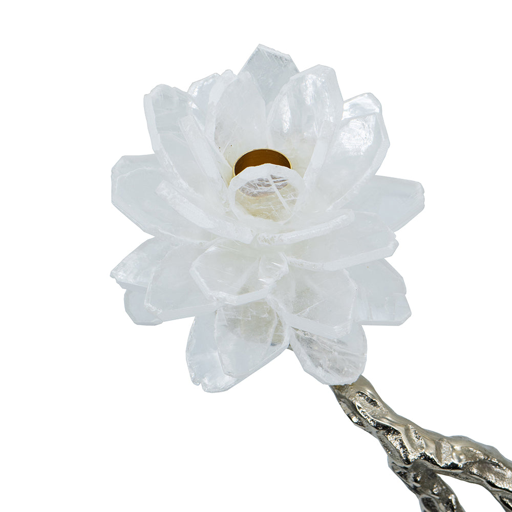 Aluminum Candle Holder With Marble Stand, 8X5X15" Multicolor Aluminium