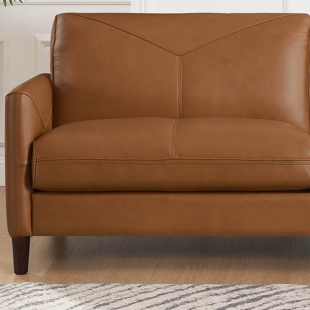 Yorkdale Leather Sofa Cognac Down Filling Genuine Leather 3 Seat
