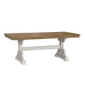 Haidel Brown And White Trestle Dining Table Brown White Solid Wood