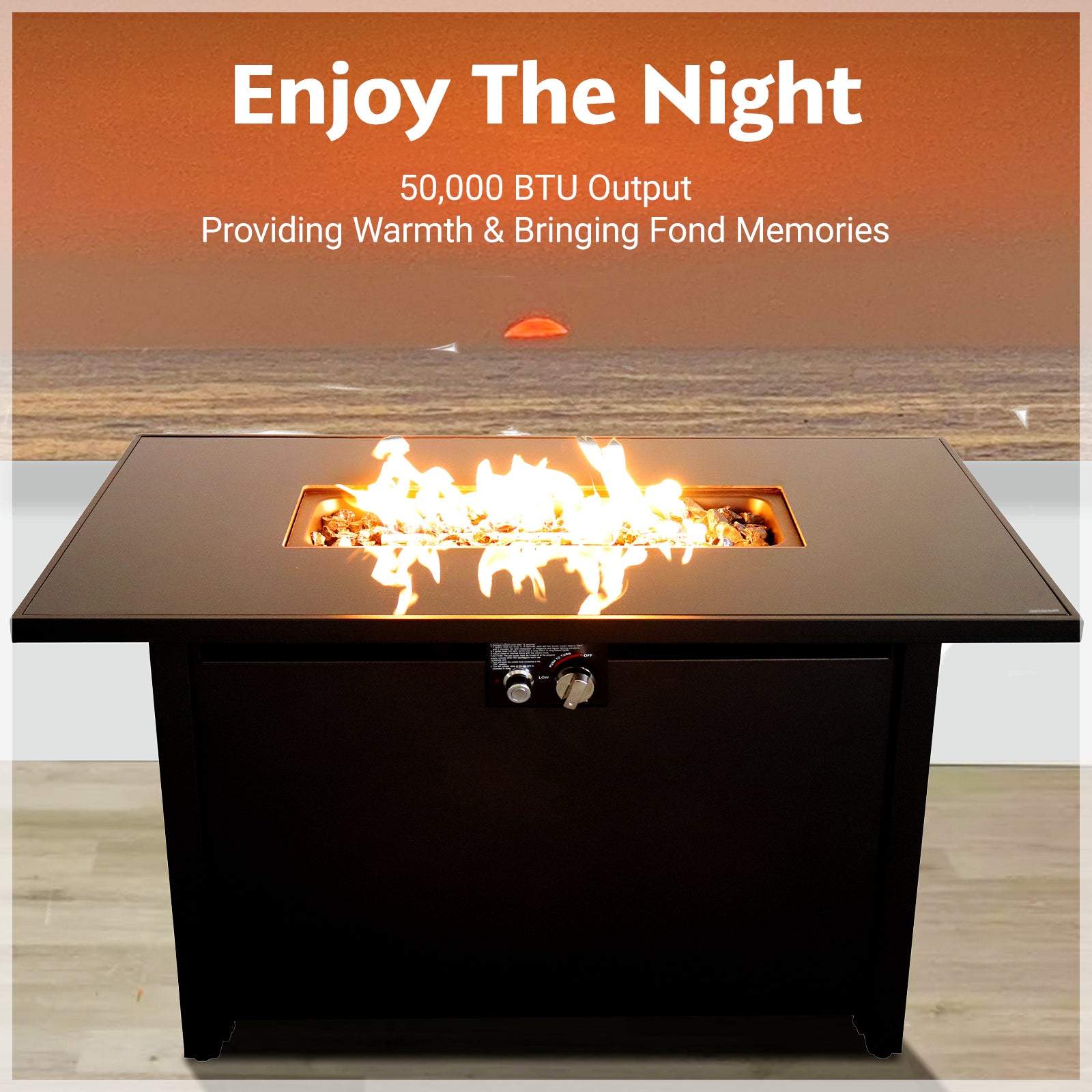 25" H X 42" W Steel Outdoor Fire Pit Table With Lid Black Steel