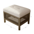 Cane Base Ottoman Dark Walnut Cream 21.5