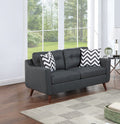 Modern Cozy Sofa Loveseat W Pillows 2Pc Sofa Set Black Polyfiber Couch Tufted Cushions Living Room Black Primary Living Space Firm Tufted Back Contemporary,Modern Pine Square Arms Linen Blend,Pine,Plywood 5 Seat