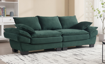 Modern Sailboat Sofa Corduroy 3 Seater Sofa With Two Pillows For Small Spaces In Living Rooms, Apartments Green Green Solid Wood 3 Seat
