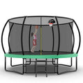 14Ft Trampoline With Enclosure Recreational Trampolines With Ladder And Antirust Coating, Astm Approval Outdoor Trampoline For Kids Green Steel