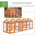 Pawhut Chicken Run, Wooden Large Chicken Coop, Combinable Design With Perches & Doors For Outdoor, Backyard, Farm, 4.6' X 2.8', Orange Orange Wood