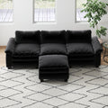 Living Room Furniture Luxury Sectional Sofa Couch With Ottoman Soft Velvet Upholstered Sofa Black Black Foam Velvet 3 Seat