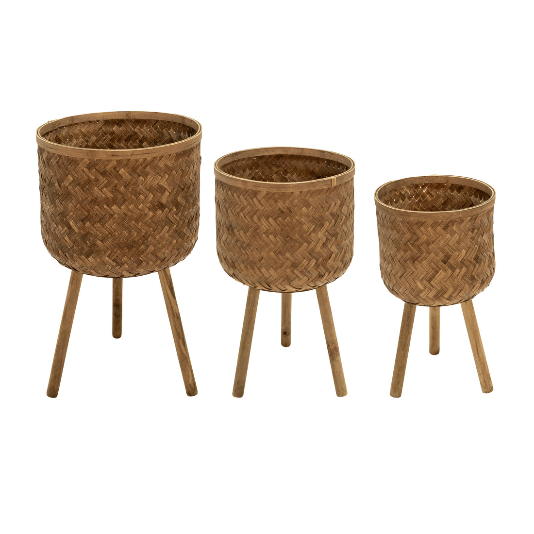 S 3 Bamboo Planters 11 13 15" Brown Brown Bamboo