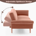 78'' Velvet Futon Sofa Bed, Convertible Sleeper Couch Bed With Adjustable Armrests And Backrest, Loveseat Sleeper Bed With 2 Pillows, Modern Futon Couch For Living Room, Pink Brown Wood Bedroom Heavy Duty Oak 2 Seat Light Pink Velvet Soft Cushion Back