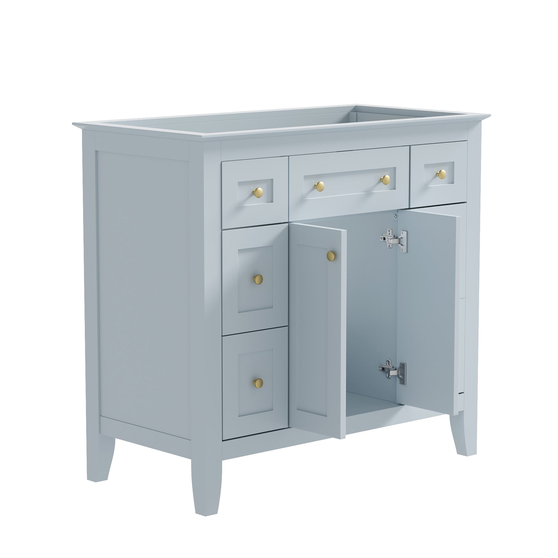 36'' Bathroon Vanity Without Sink, Modern Freestanding Single Bathroom Cabinet With 6 Drawers & 2 Cabinets, Storage Cabinet For Bathroom, Solid Wood Frame Vanity Set, Blue Not Include Sink 4 Light Blue 2 Bathroom Freestanding Modern Solid Wood Mdf