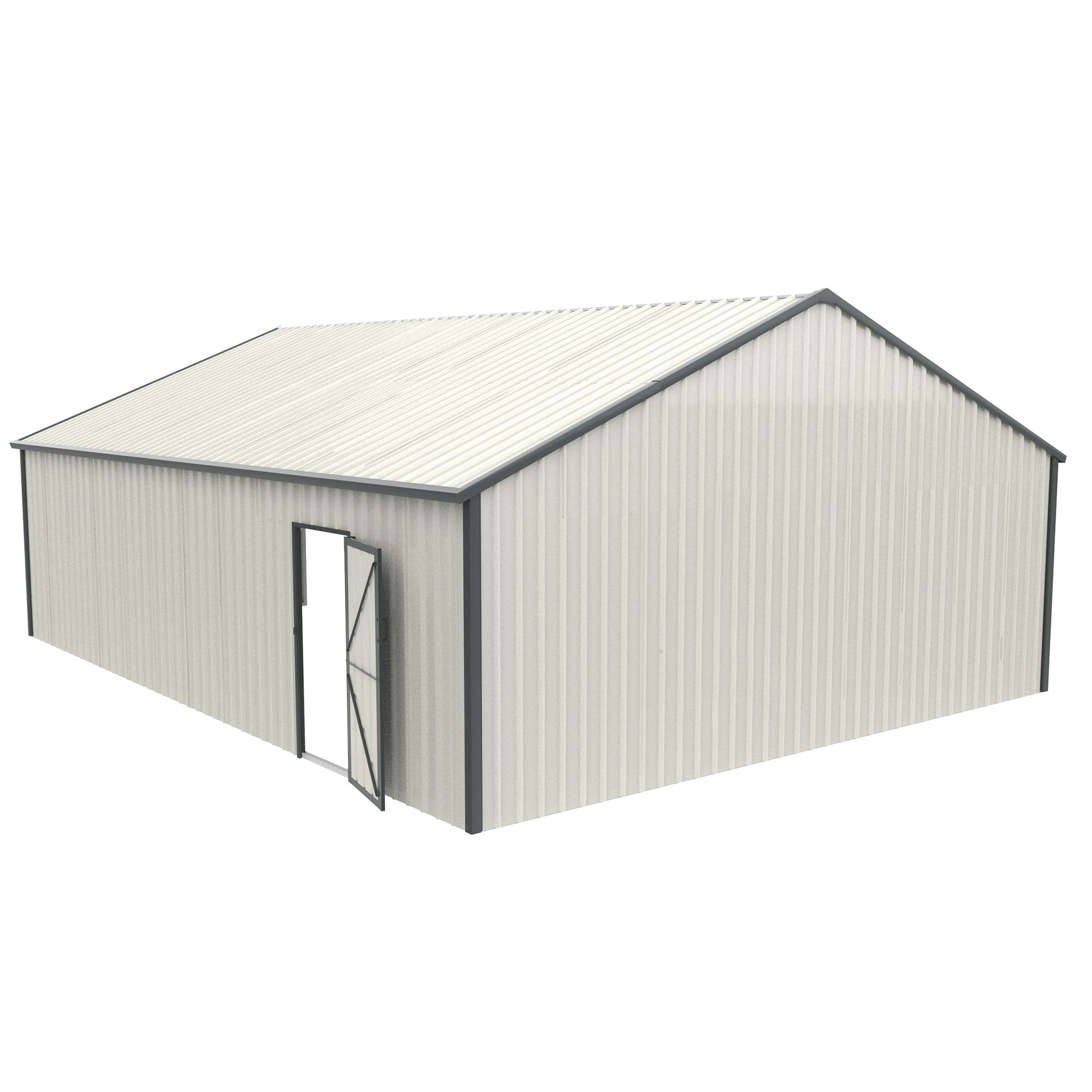 25 X 33 Ft Double Garage Metal Shed With Side Entry Door White Garden & Outdoor Metal