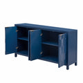 Luxurious Four Door Sideboard With Honeycomb Patterned Doors, Offering Large Storage For Study,Entrance And Living Room Navy Blue Primary Living Space American Design Mdf