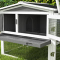 Pawhut Rabbit Hutch 2 Story Bunny Cage Small Animal House With Slide Out Tray, Detachable Run, For Indoor Outdoor, 61.5