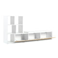 74.8'' 126'' Extendable Tv Stand With 3 Tier Bookshelves For Tvs Up To 110'', Adjustable Entertainment Center With Storage Cabinets, Sliding Tabletop Media Console For Living Room, White White Primary Living Space 90 Inches Or Larger Particle Board Mdf