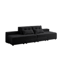 Convertible 3 In 1 Sleeper Sofa And Sectional Sofa With 4 Storage Space For Living Room,Corduroy Couch With 4 Pillows,Corduroy Black Corduroy 3 Seat
