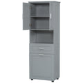 Tall Bathroom Cabinet With Laundry Basket, Large Storage Space Tilt Out Laundry Hamper And Upper Storage Cabinet, Grey Grey Mdf