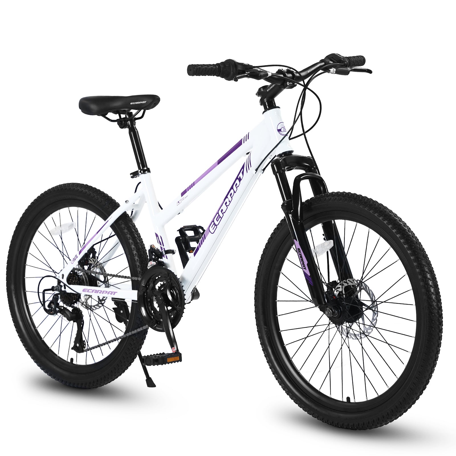 S26103 26 Inch Mountain Bike For Teenagers Girls Women, Shimano 21 Speeds With Dual Disc Brakes And 100Mm Front Suspension White Steel