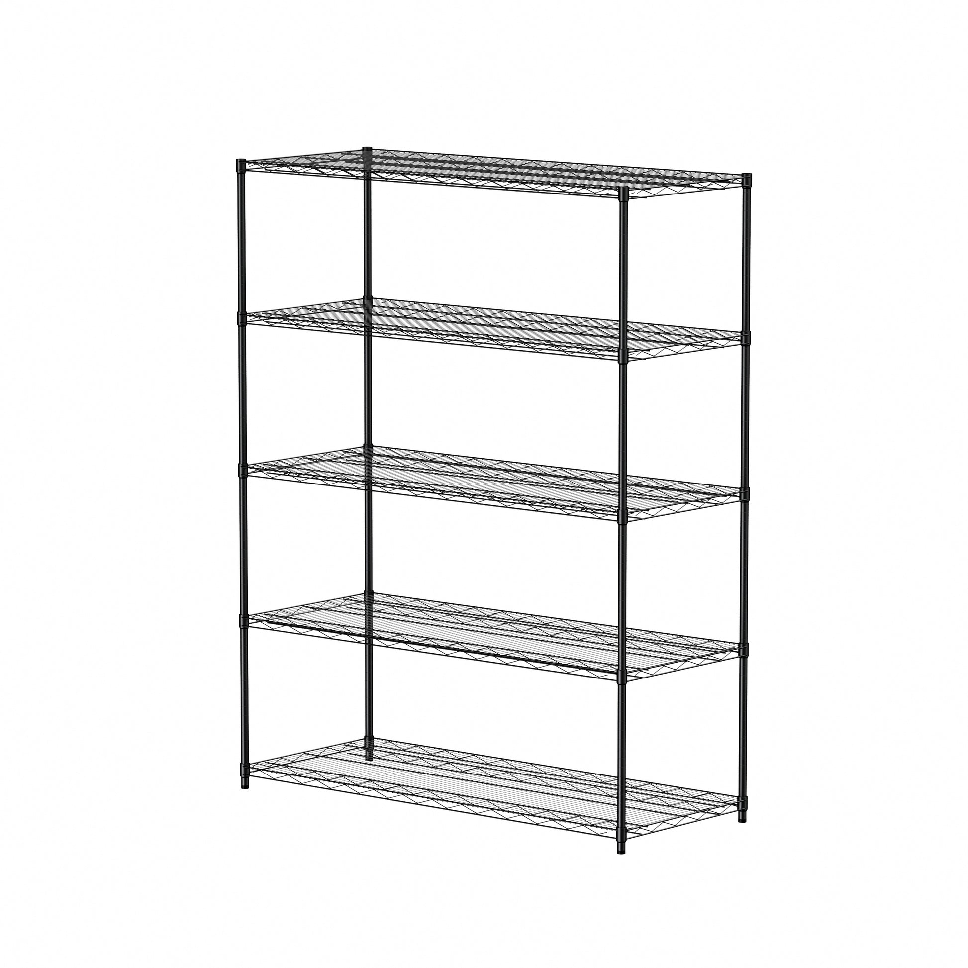 Warehouse, Supermarket,Kitchen,And Other 5 Layer Heavy Duty Adjustable Shelves With Wheels And Adjustable Feet,Each Metal Frame Bearing 300 Pounds. 59.45 "L 24.02 "W 71.65 "H,Black. Black Steel