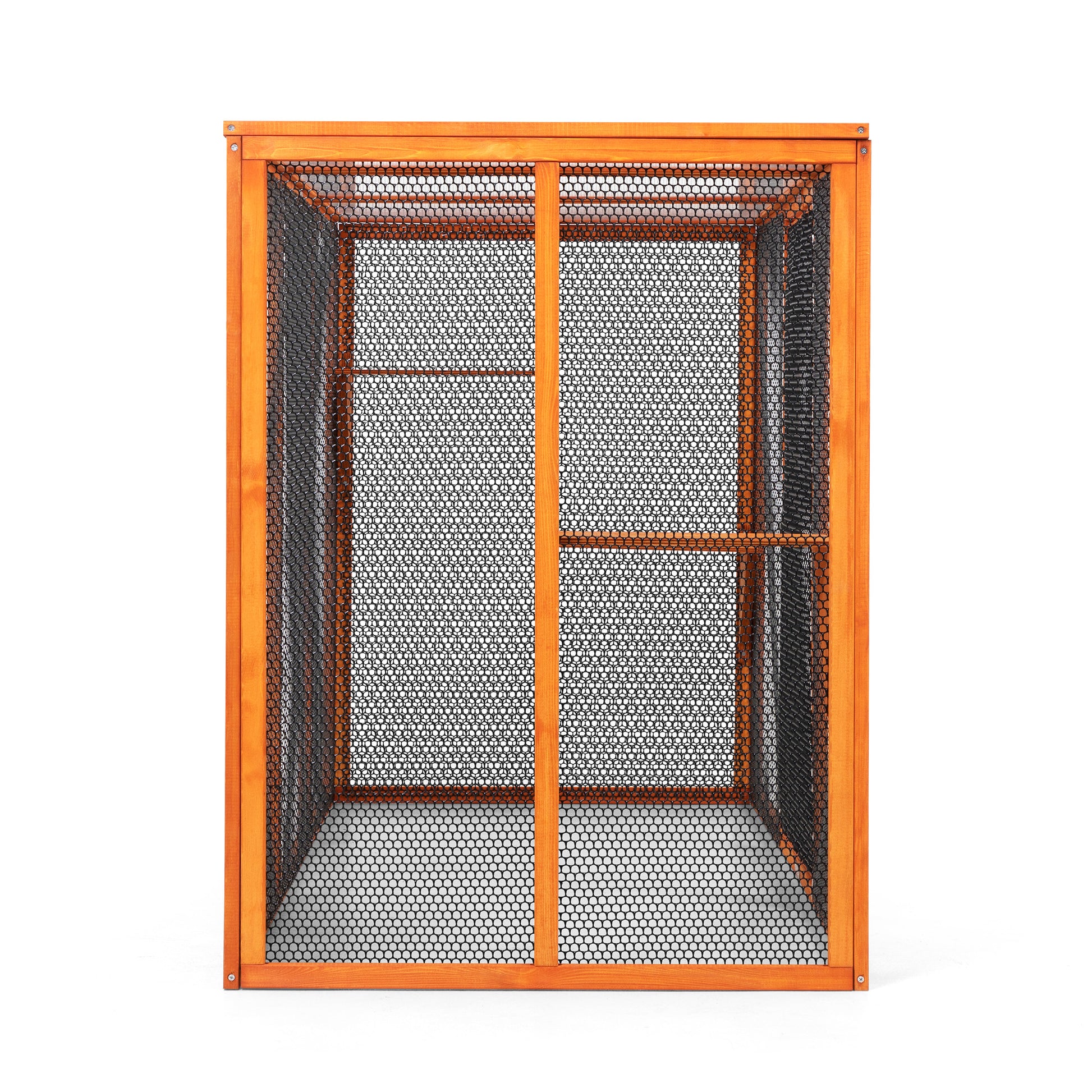 Detachable Cat Enclosure With Waterproof Roof And 3 Jumping Platforms, Orange Orange Wood