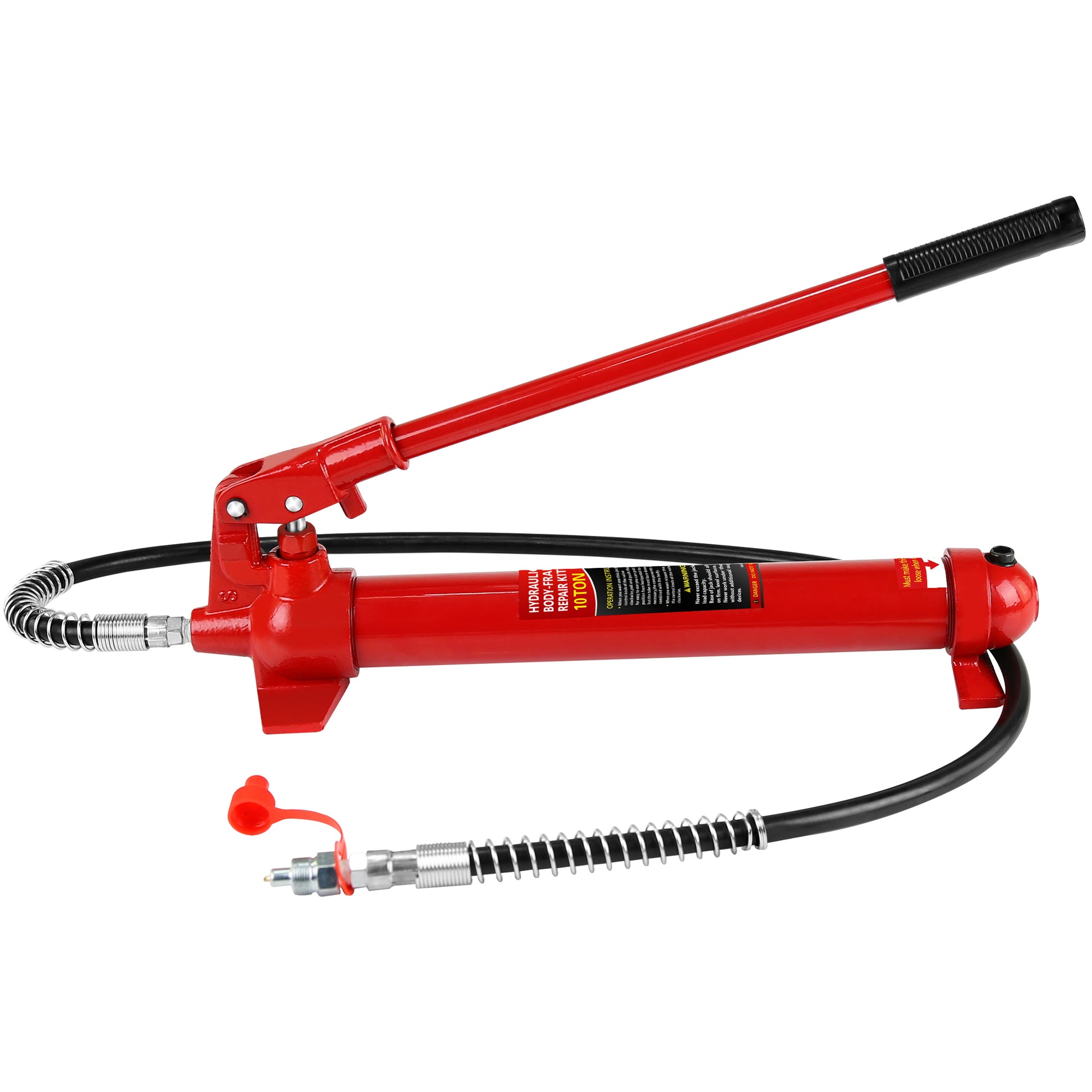 Power Hydraulic Ram Cylinder Jack: Single Acting Mini Jack, Porta Power Kit, Stroke For Building, Bridge, Construction, Precision Machinery, Small Spaces 10 Ton Capacity Red Steel