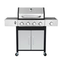 4 Burner Propane Gas Bbq Grill With Side Burner, 46790Btu Output With Enameled Cast Iron Cooking Grids For Outdoor Barbecue, Stainless Steel Black Silver Garden & Outdoor Iron,Stainless Steel