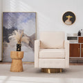Swivel Barrel Chair For Living Room,360 Degree Swivel Club Modern Accent Single Sofa Chair, Small Leisure Arm Chair For Nursery, Hotel, Bedroom, Office Beige Primary Living Space Modern Linen