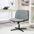 Homcom Wide Office Chair, Armless Office Desk Chair, Computer Fabric Vanity Chair With Adjustable Height, Gray Grey Polyester