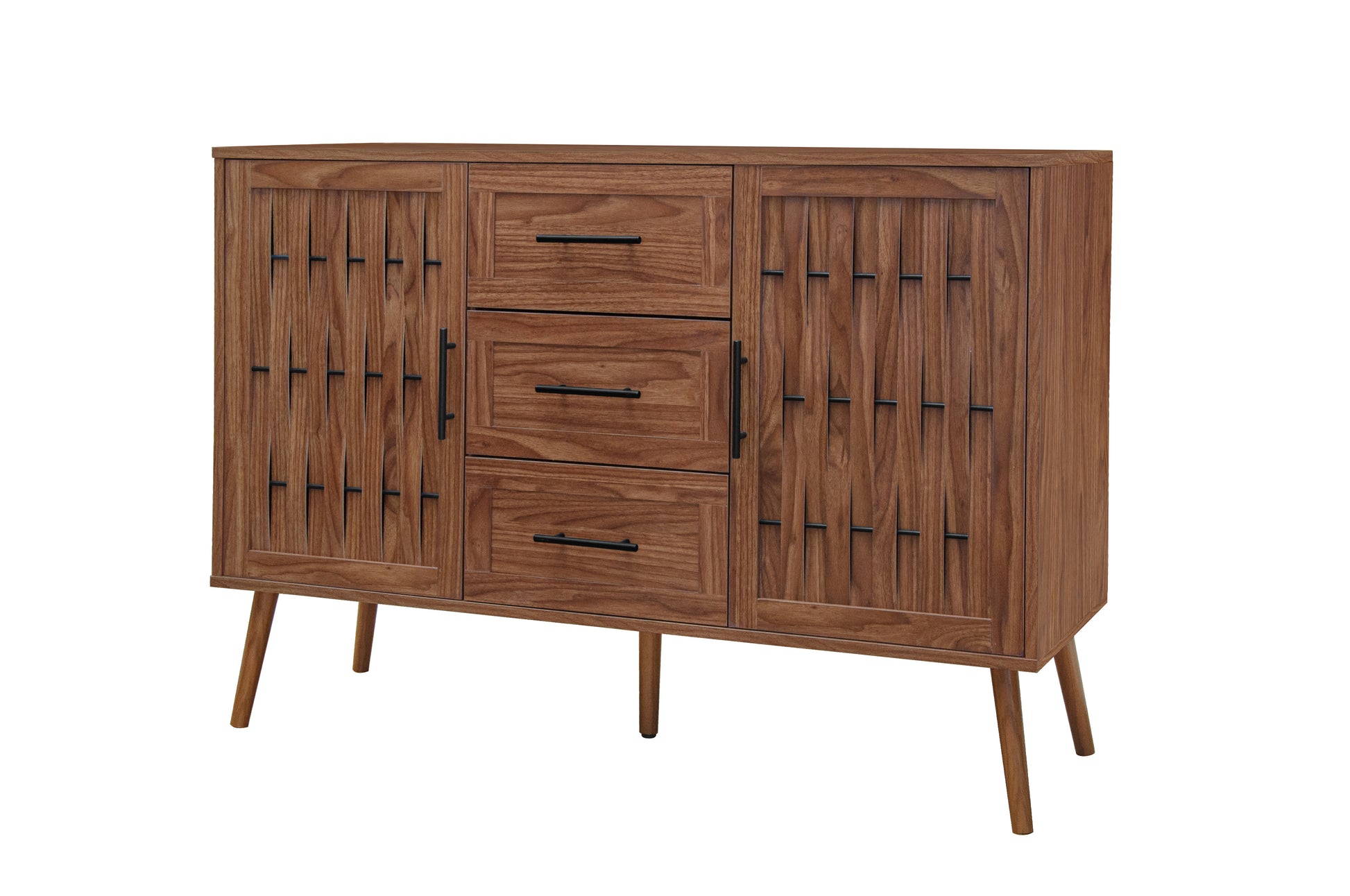 2 Door 3 Drawer Cabinet, Accent Storage Cabinet, Suitable For Living Room, Bedroom, Dining Room, Study Walnut Mdf