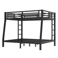 Metal Full Xl Over Queen Bunk Bed For Teens And Adults,Space Saving Noise Reduced No Box Spring Needed,Black Full Xl Black Metal
