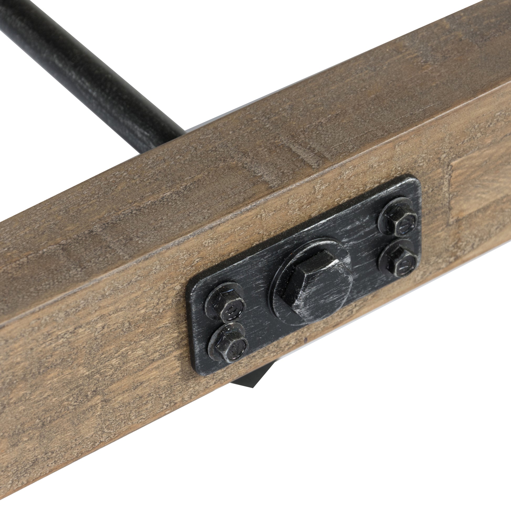 Handcrafted Reclaimed Wood End Table With Grains, Weathered Gray Gray Wood Metal