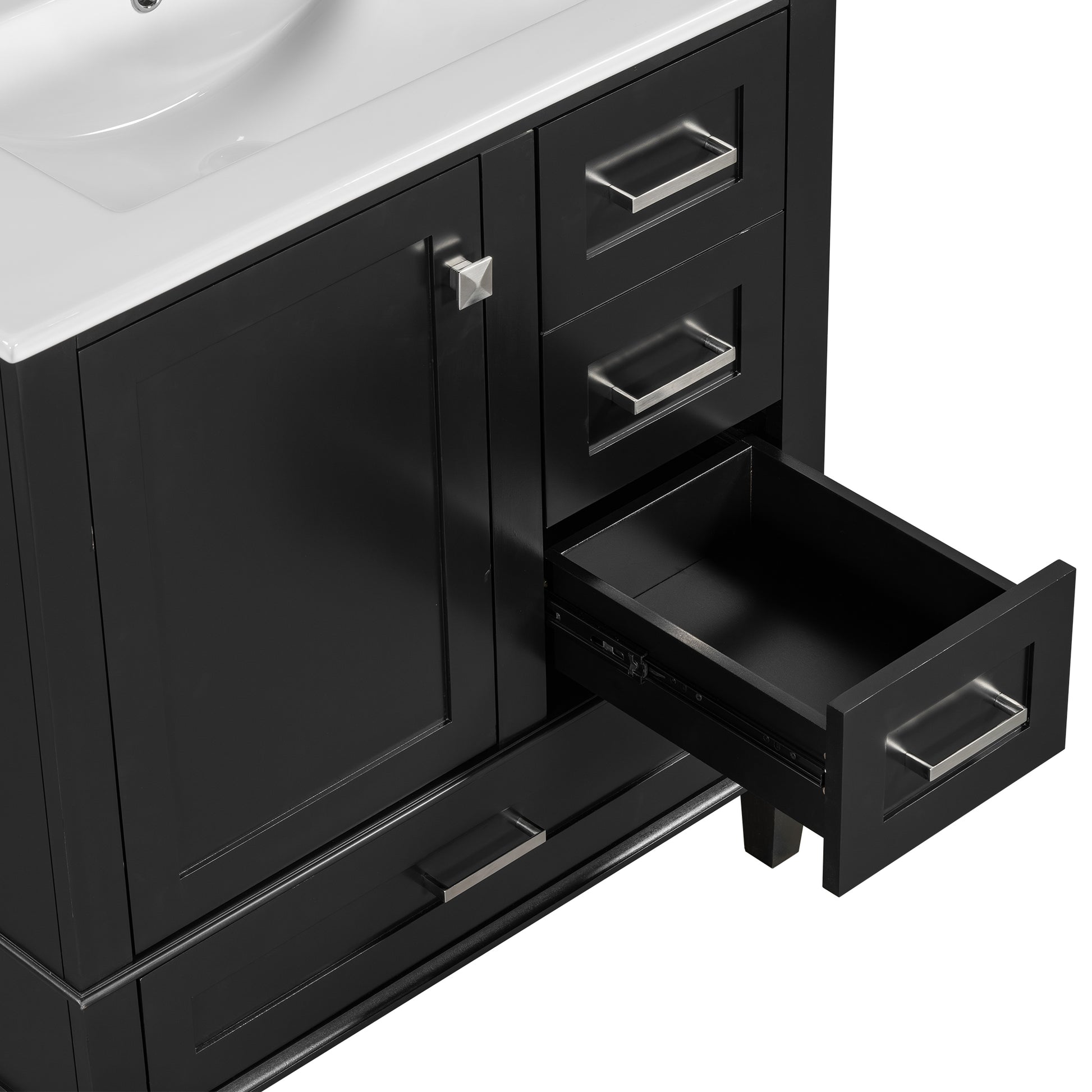 30" Bathroom Vanitymodern Bathroom Cabinet With Sink Combo Set, Bathroom Storage Cabinet With A Soft Closing Door And 3 Drawers, Solid Wood Frame Black Black Bathroom Solid Wood Mdf