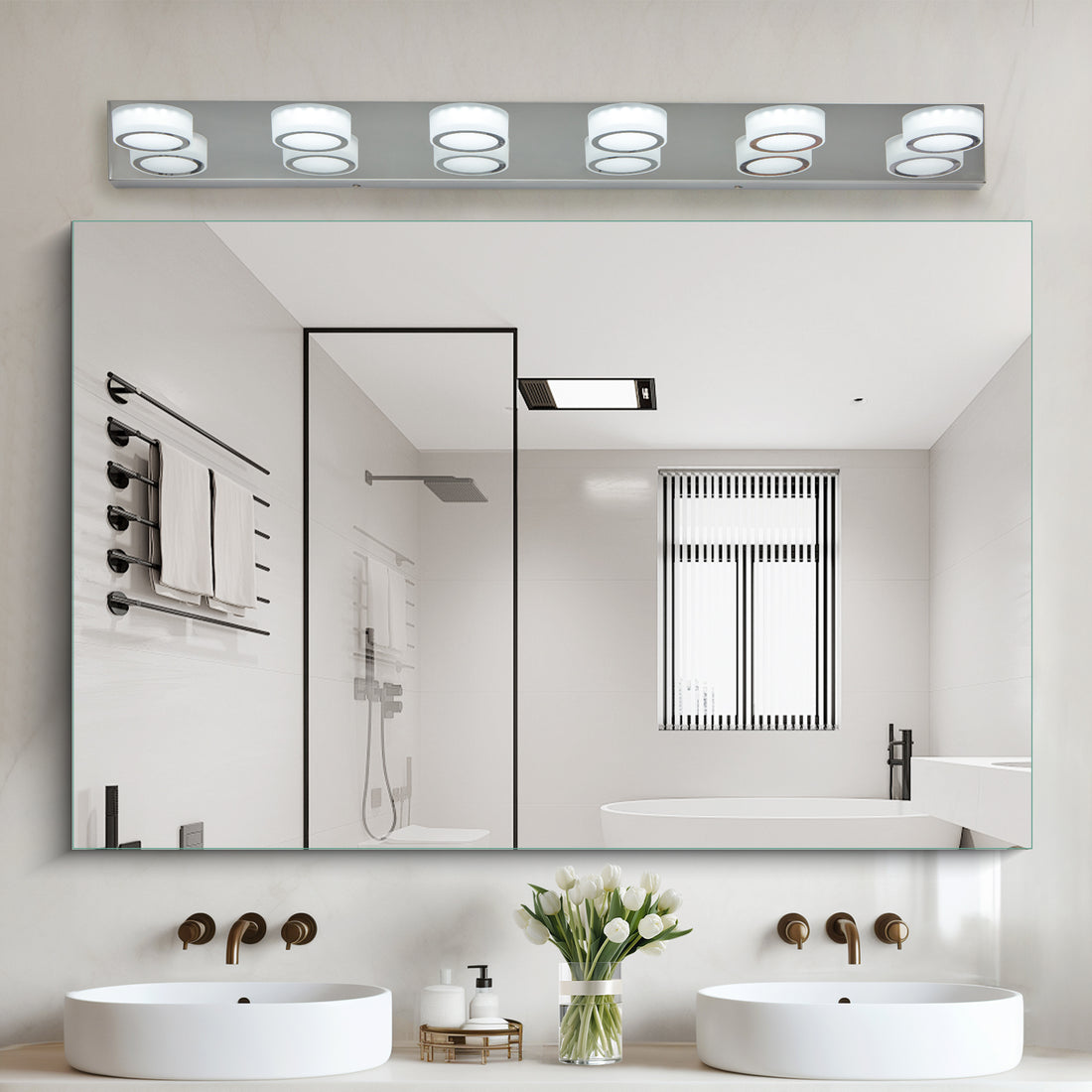 Led Modern Chrome 6 Light Vanity Lights Fixtures Over Mirror Bath Wall Lighting Chrome Modern Acrylic Iron