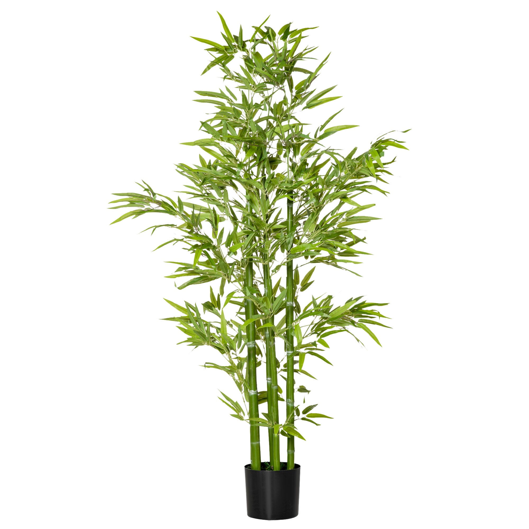 Homcom 5Ft Artificial Bamboo Tree, Faux Decorative Plant In Nursery Pot For Indoor Or Outdoor D Cor Green Plastic